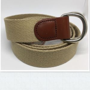 Leather Man Men's Tan Canvas & Leather Belt